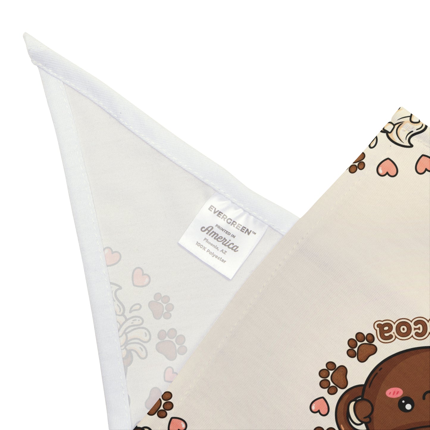 Cocoa Kawaii Pet Bandana — Cute Hot Chocolate Paw Print Accessory