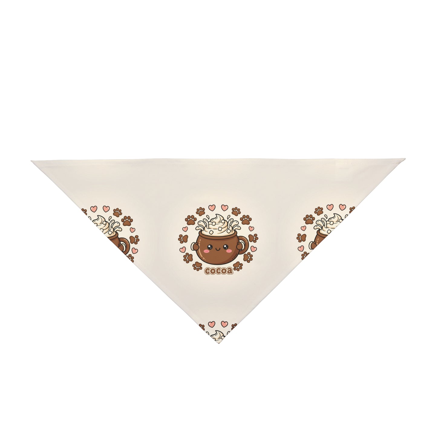 Cocoa Kawaii Pet Bandana — Cute Hot Chocolate Paw Print Accessory