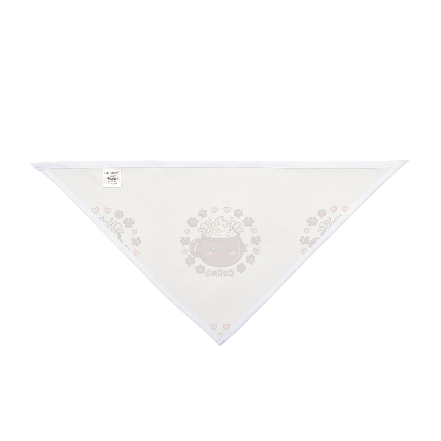 Cocoa Kawaii Pet Bandana — Cute Hot Chocolate Paw Print Accessory