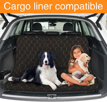 Dog Car Seat Cover Waterproof Pet Bench Seat Cover Nonslip and Heavy Duty Pet Car Seat Cover for Dogs with Universal Size Fits Cars, Trucks and Suvs (60" W X 51" L, Black)