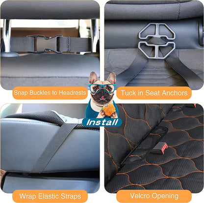 Dog Car Seat Cover Waterproof Pet Bench Seat Cover Nonslip and Heavy Duty Pet Car Seat Cover for Dogs with Universal Size Fits Cars, Trucks and Suvs (60" W X 51" L, Black)