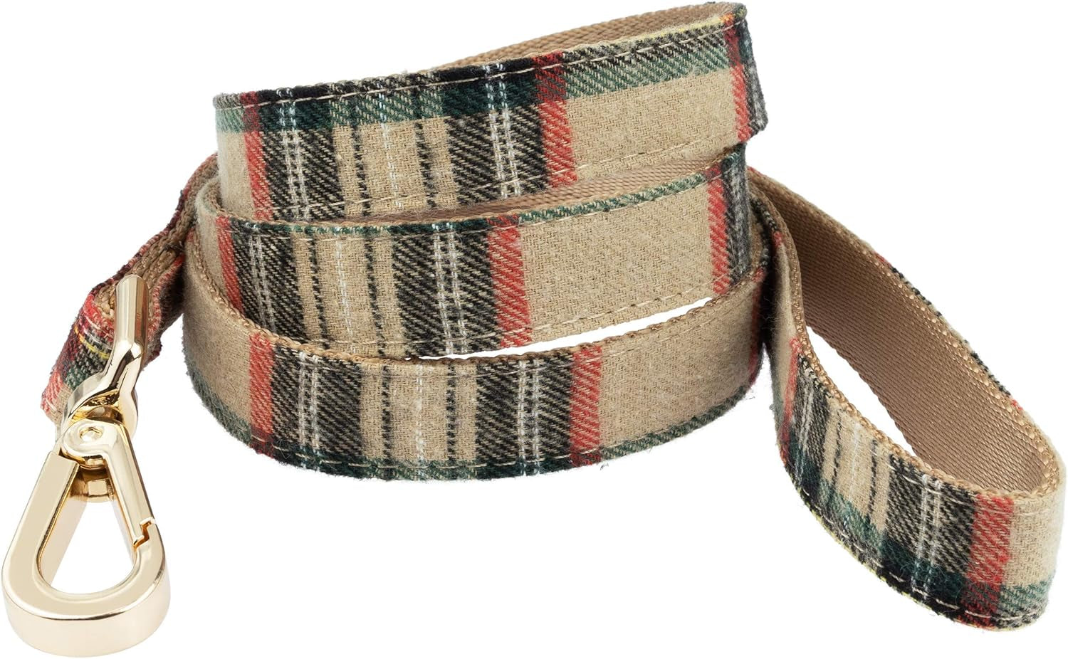 Scottish Tartan Bowtie Dog Collar & Leash Set with Detachable Bow Tie for Girl or Boy Dogs Comfortable Plaid Pattern, Fully Adjustable, Great Pet Gift (XS, Beige)