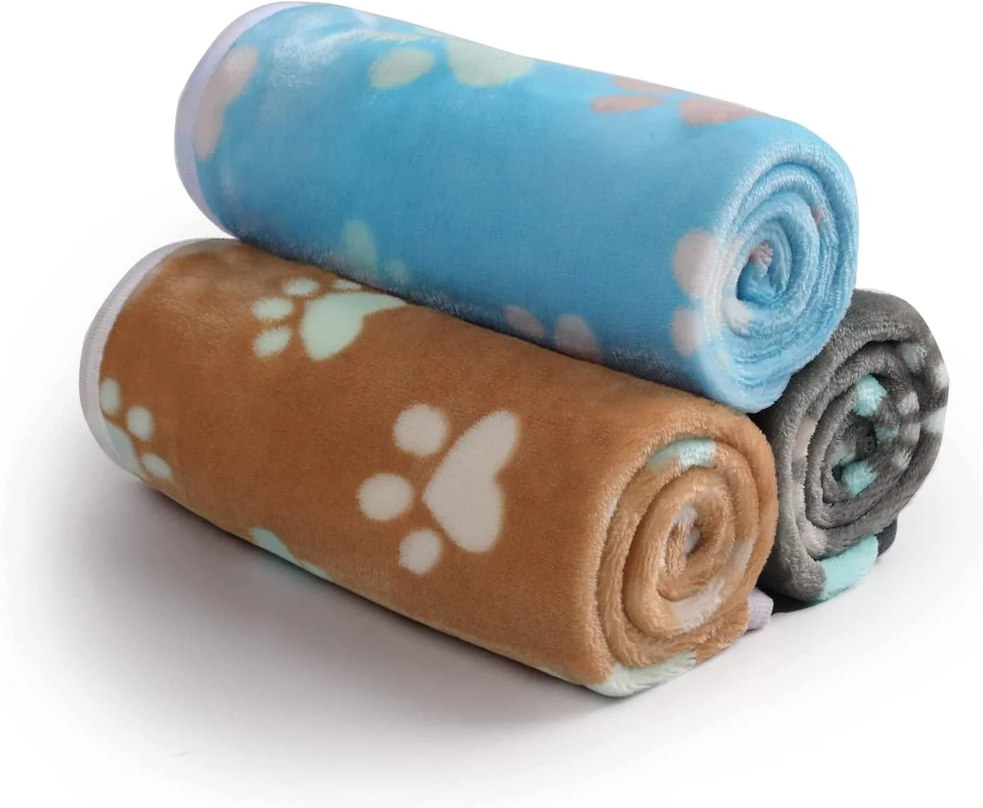 1 Pack 3 Blankets Super Soft Fluffy Premium Fleece Pet Blanket Flannel Throw for Dog Puppy Cat Paw 23X16 Inch